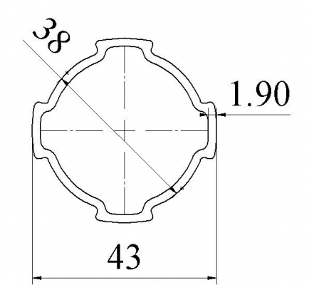 Bản vẽ kích thước khung nhôm định hình D43